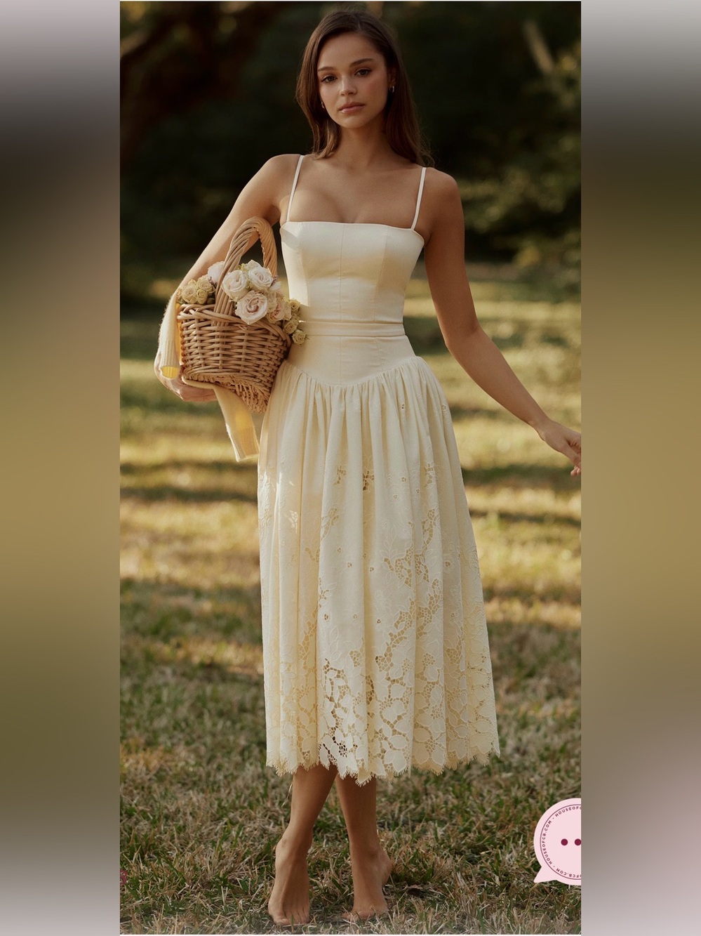 House of CB Cream Lace Midi Dress